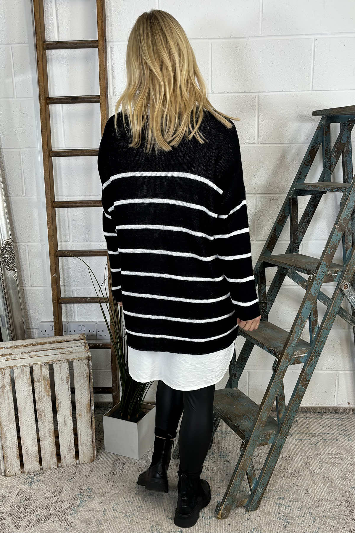 Maddison Stripe Knitted Jumper Black