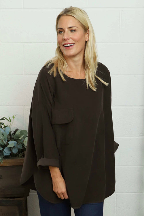 Selene Needlecord Pocket Top Cocoa - Image 2