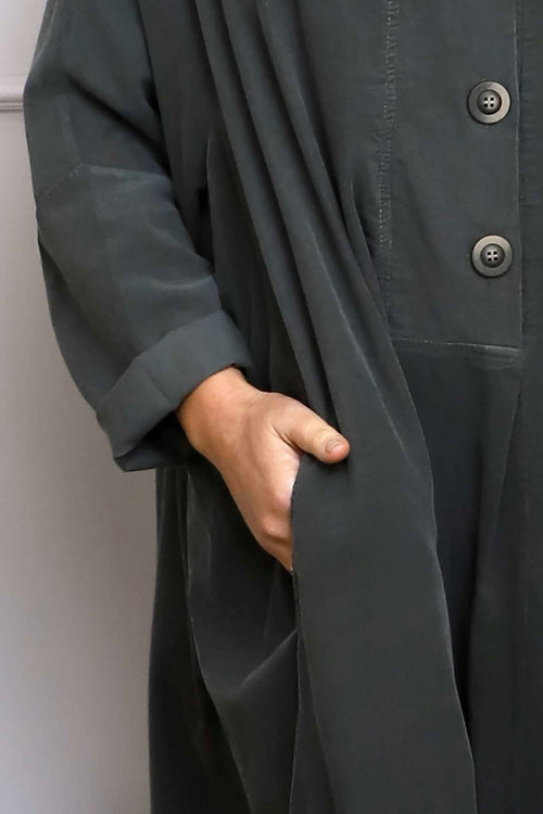 Amina Needlecord Dress Charcoal - Image 2