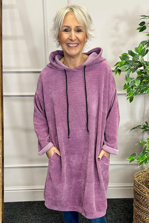 Dita Longline Hooded Cotton Top Purple