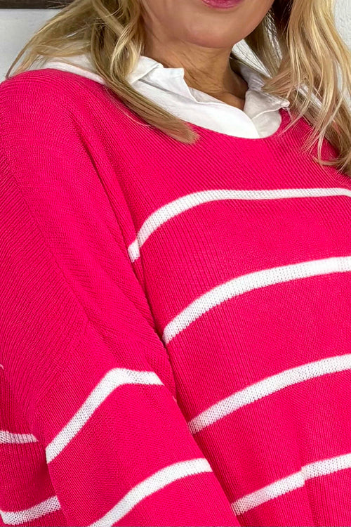 Maddison Stripe Knitted Jumper Fuchsia - Image 3