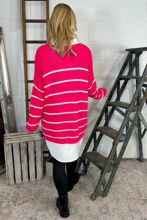 Maddison Stripe Knitted Jumper Fuchsia - Image 4