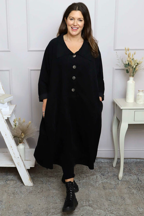 Amina Needlecord Dress Black - Image 1