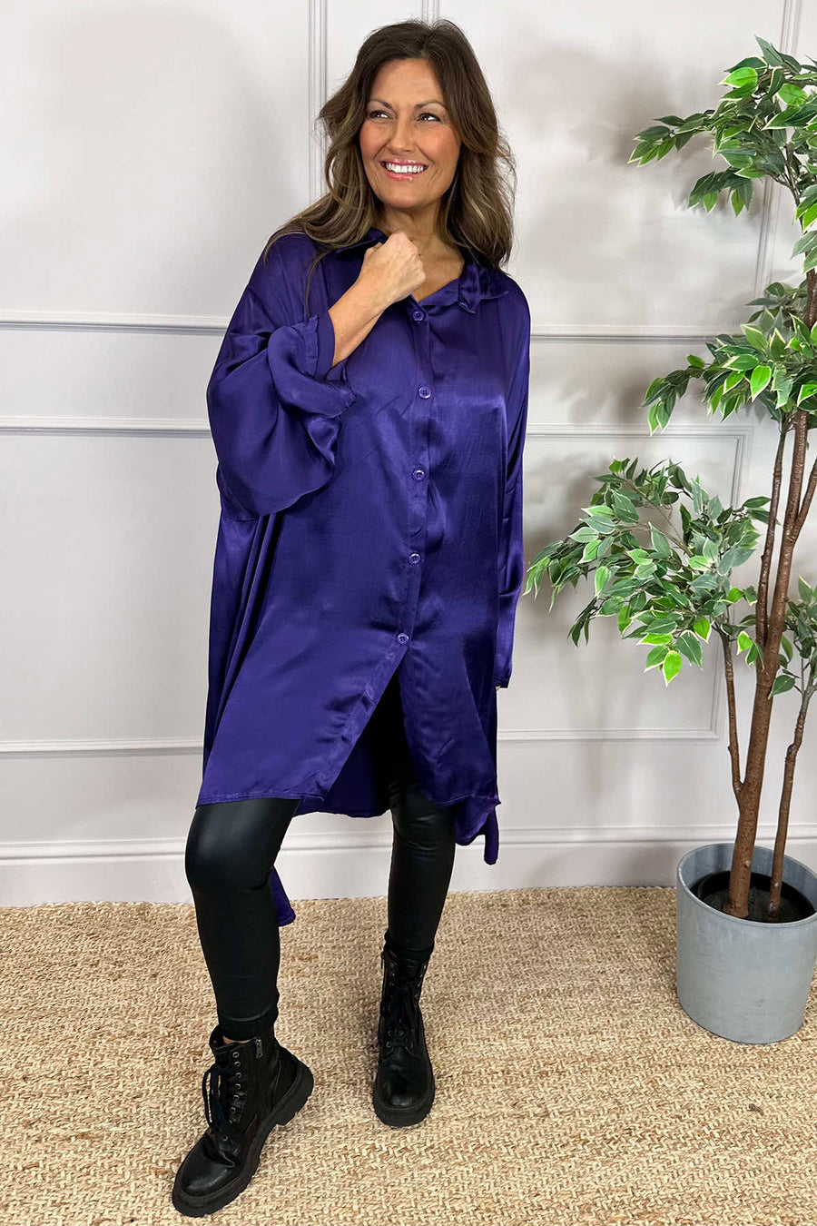 Tara Satin Shirt Purple