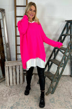 Bo Slouch V-Neck Jumper Fuchsia Fuchsia - Bo Slouch V-Neck Jumper Fuchsia