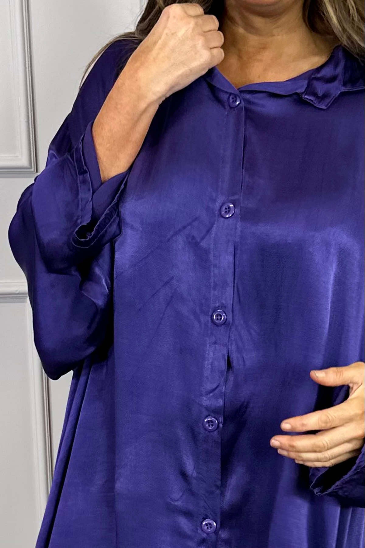 Tara Satin Shirt Purple