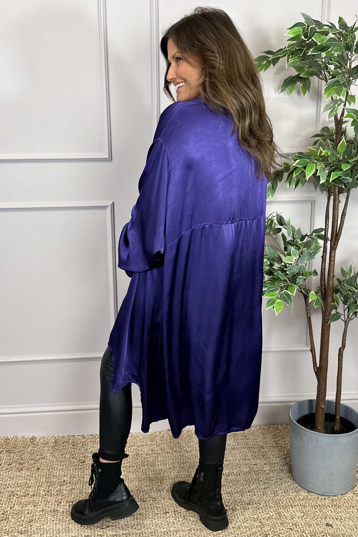 Tara Satin Shirt Purple