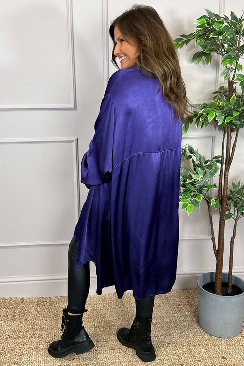 Tara Satin Shirt Purple - Image 4