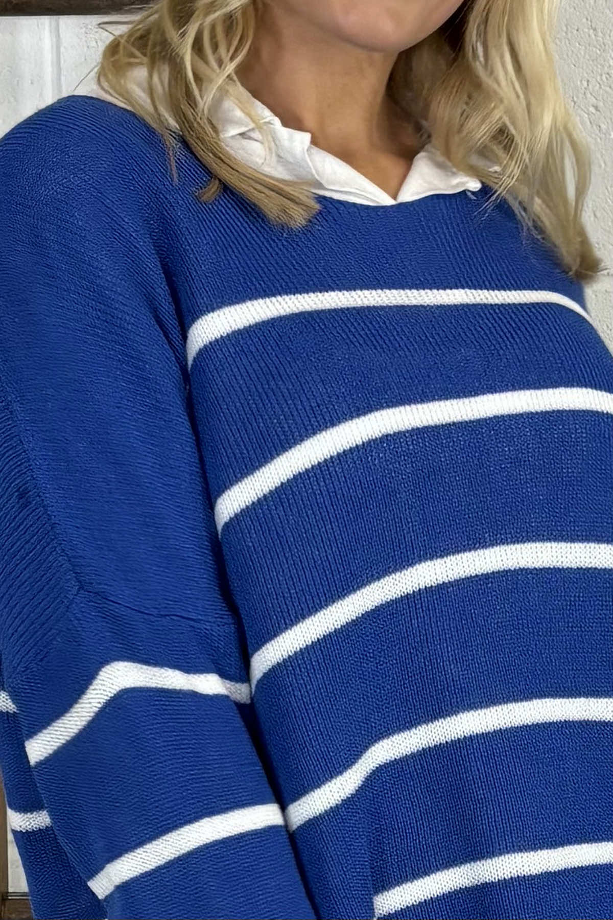 Maddison Stripe Knitted Jumper Cobalt