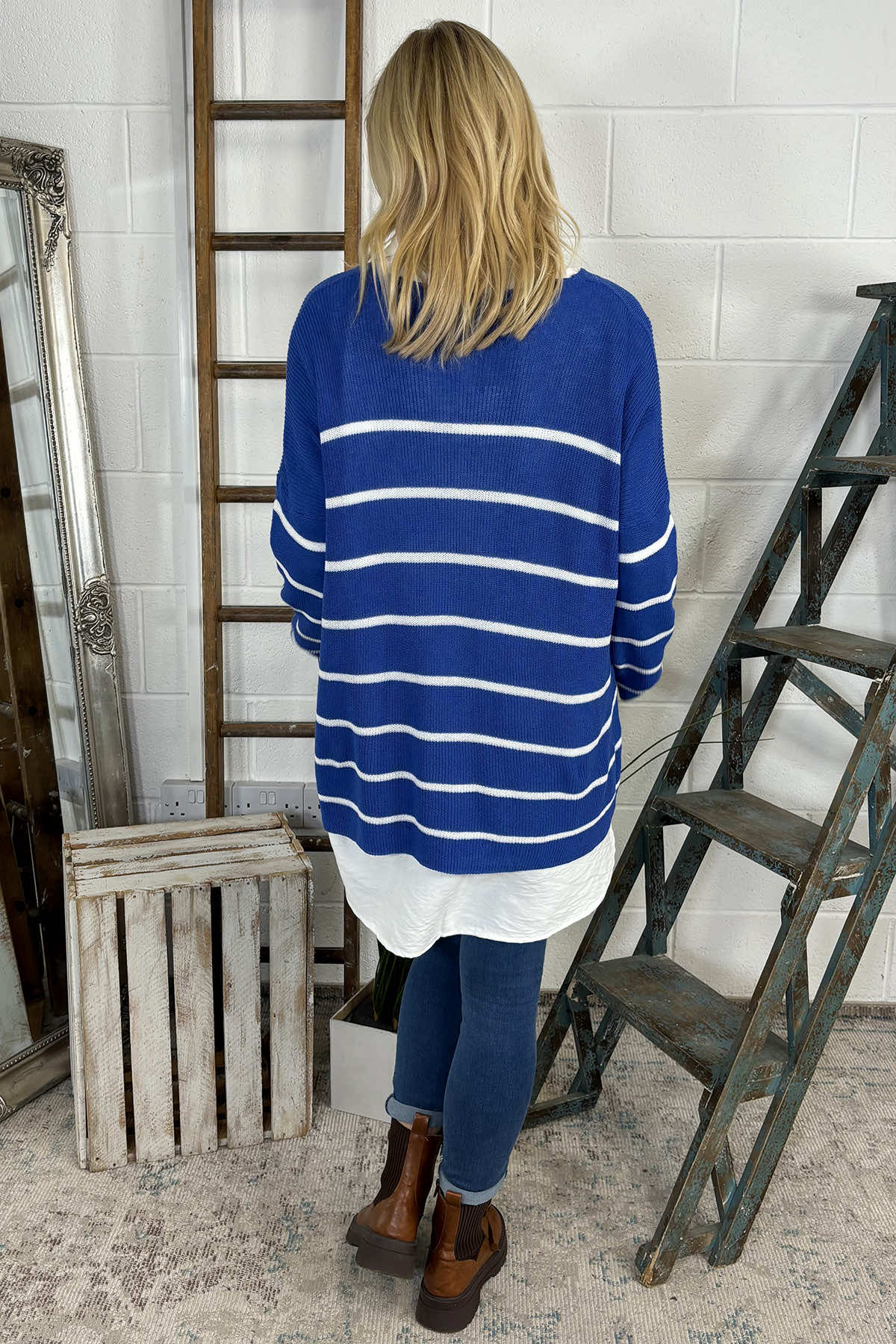 Maddison Stripe Knitted Jumper Cobalt