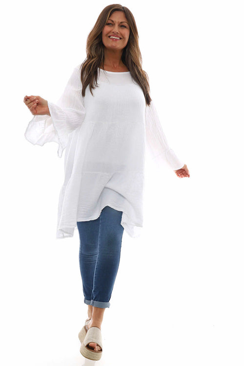 Cleeve Tiered Cotton Tunic White - Image 1