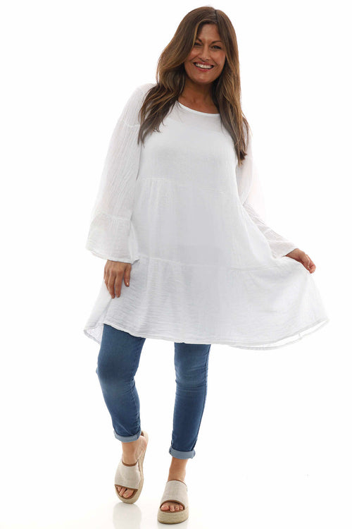 Cleeve Tiered Cotton Tunic White - Image 3