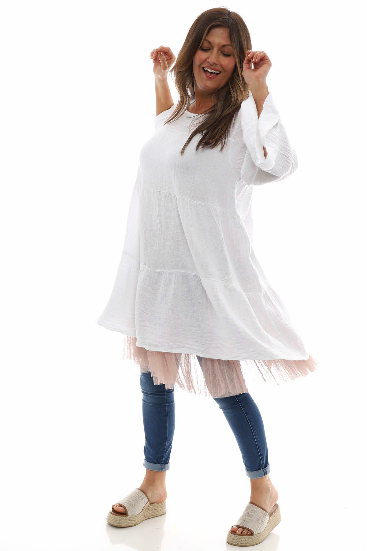 Cleeve Tiered Cotton Tunic White