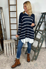 Maddison Stripe Knitted Jumper Navy Navy - Maddison Stripe Knitted Jumper Navy