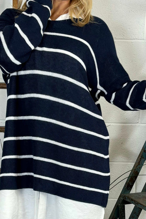 Maddison Stripe Knitted Jumper Navy - Image 3