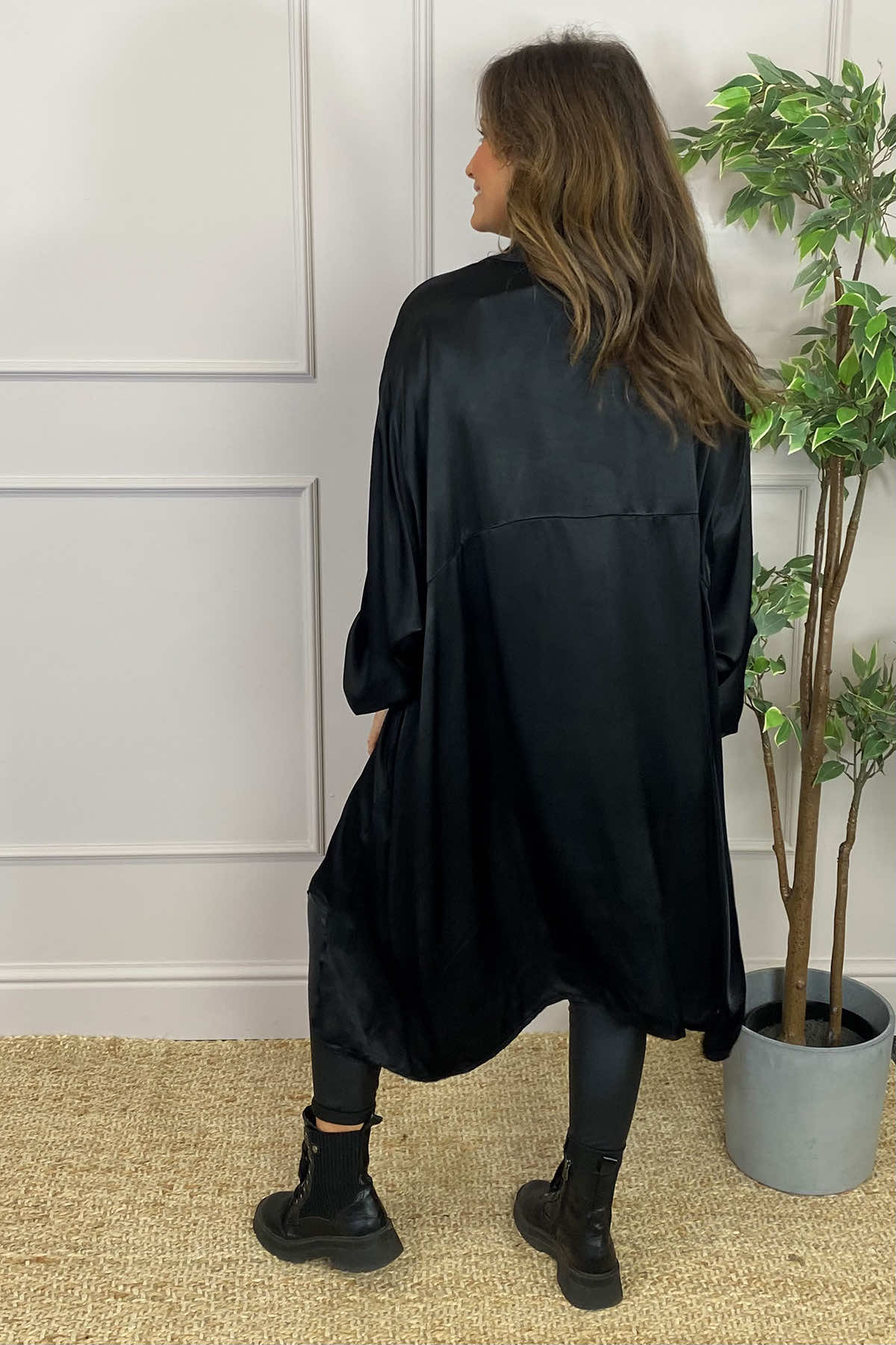 Tara Satin Shirt Black