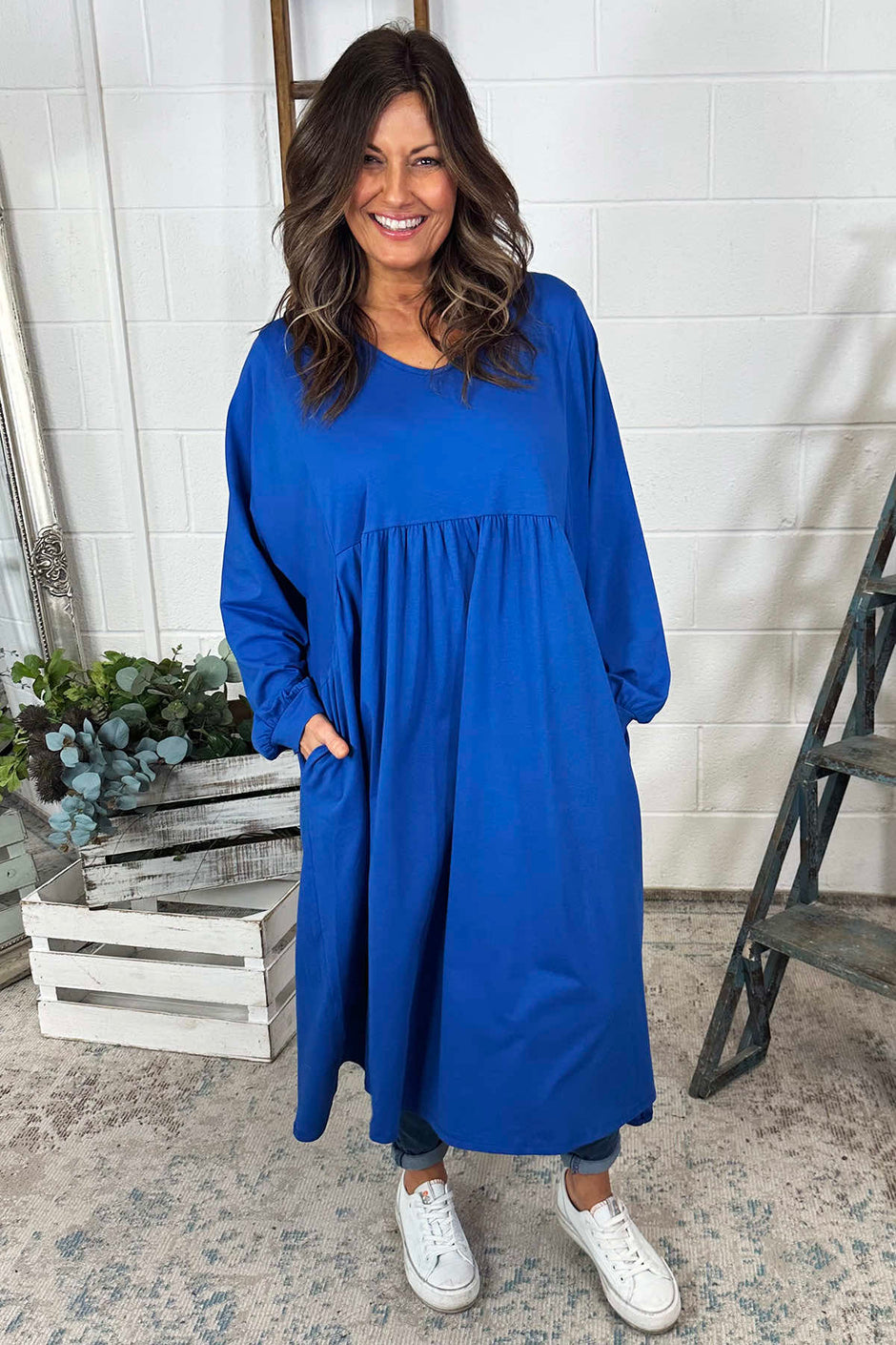 Eliza Cotton Dress Cobalt