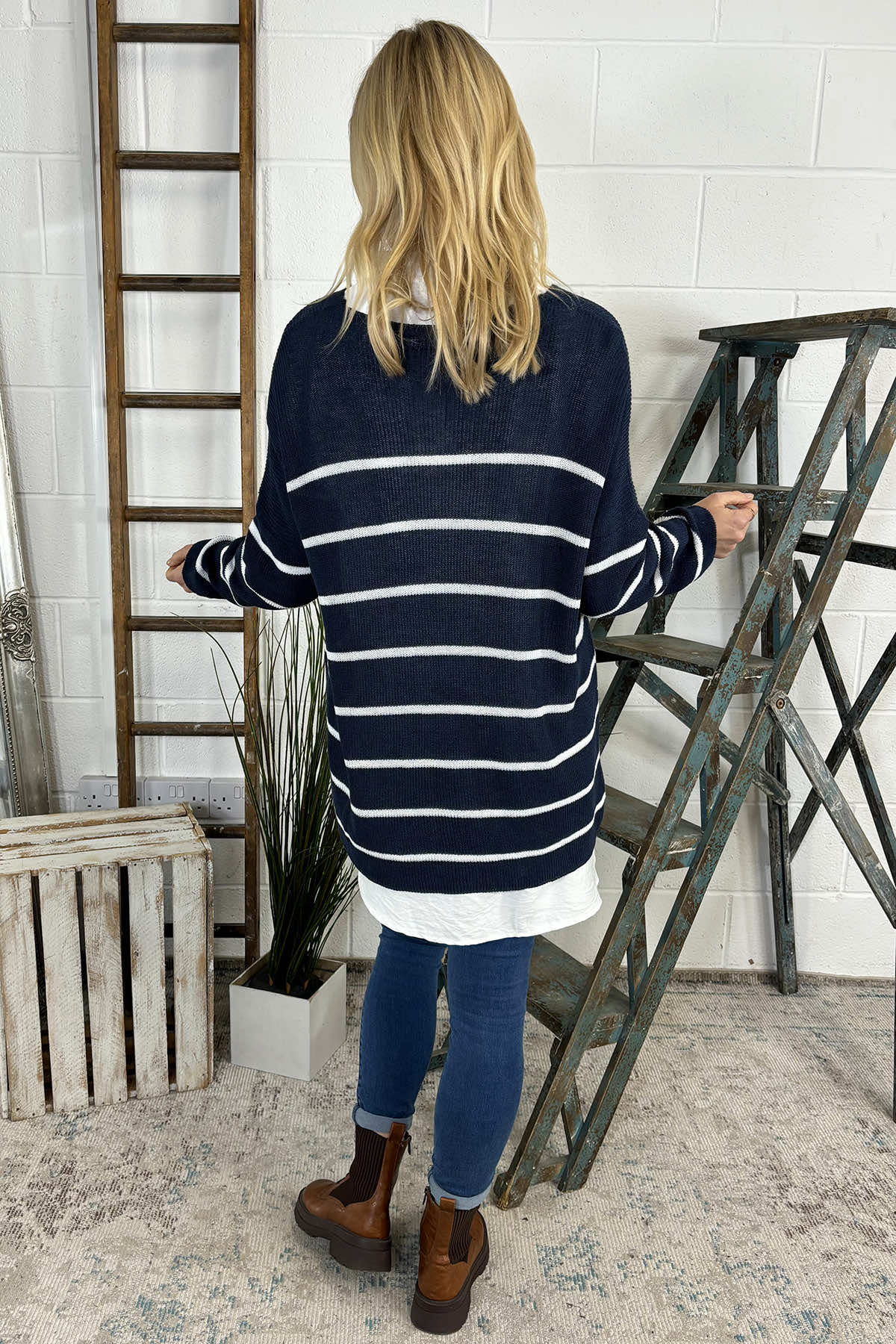 Maddison Stripe Knitted Jumper Navy