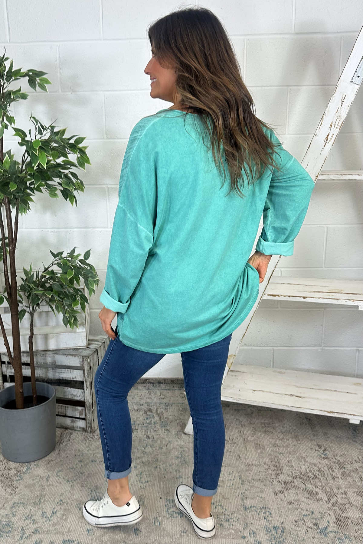 Flora Washed Cotton Pocket Top Mint