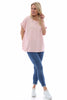 Rebecca Rolled Sleeve Top Blush