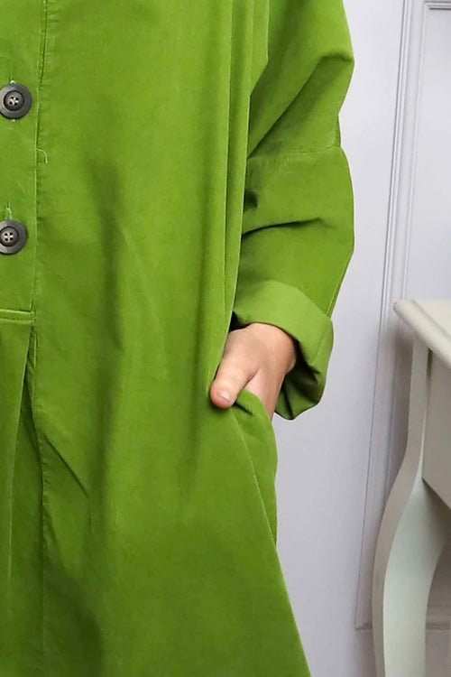 Amina Needlecord Dress Olive - Image 2