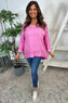 Flora Washed Cotton Pocket Top Fuchsia