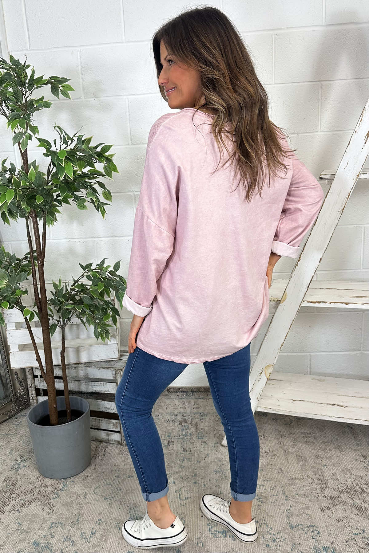 Flora Washed Cotton Pocket Top Pink