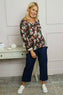 Kirsty Flower V-Neck Knit Top Cocoa