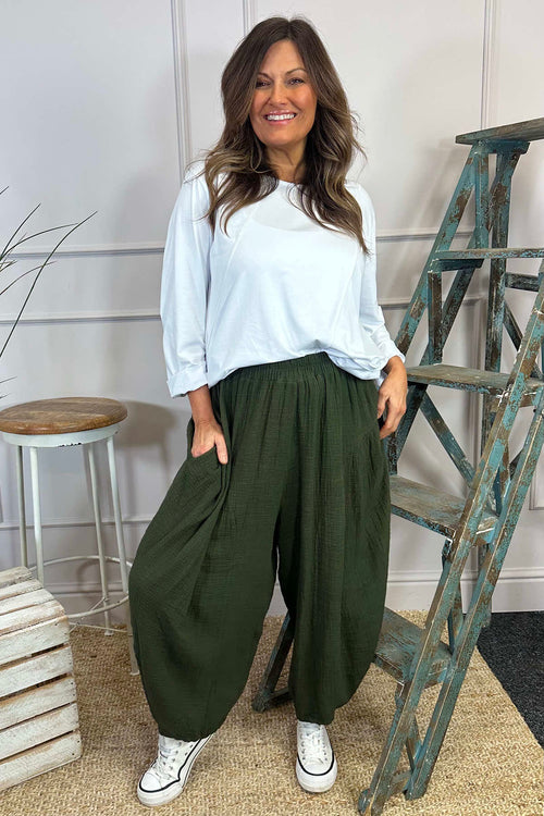 Kristin Cotton Trousers Khaki - Image 1