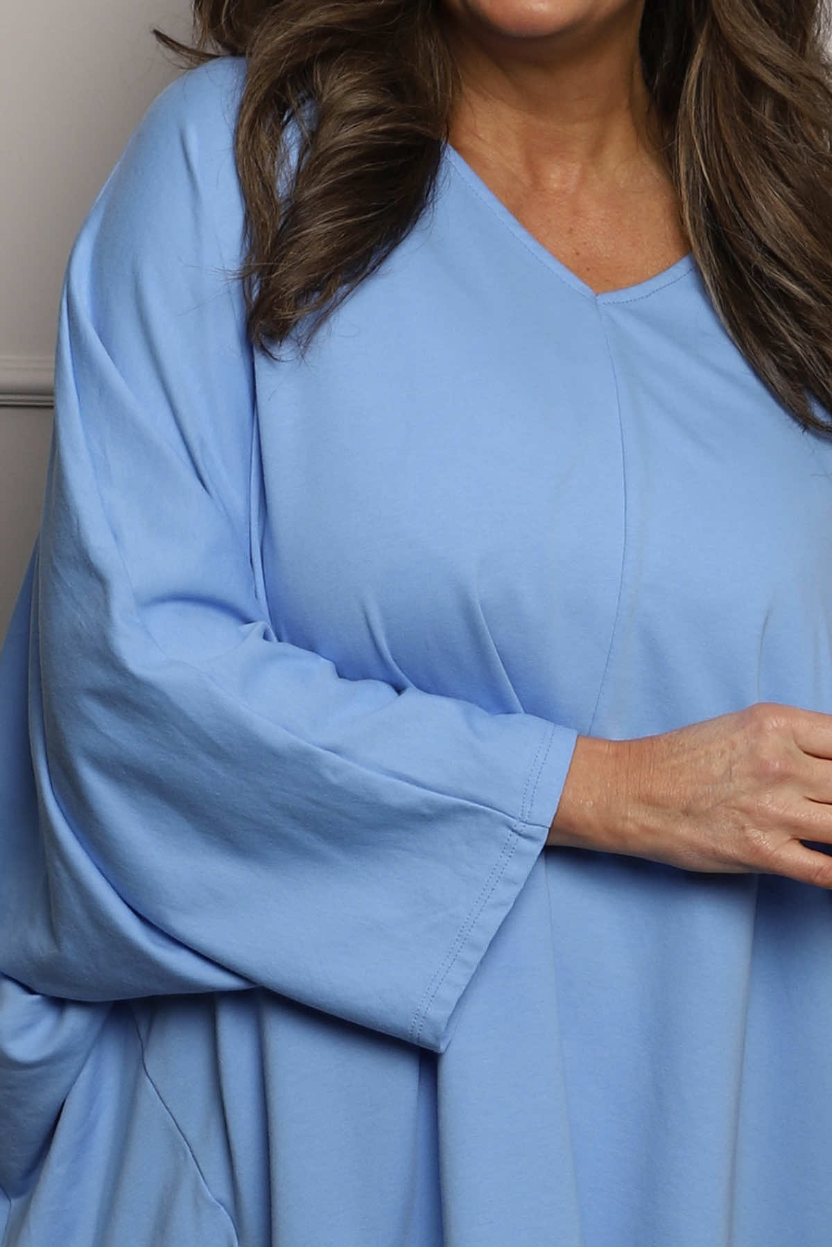 Annabelle V-Neck Cotton Top Powder Blue