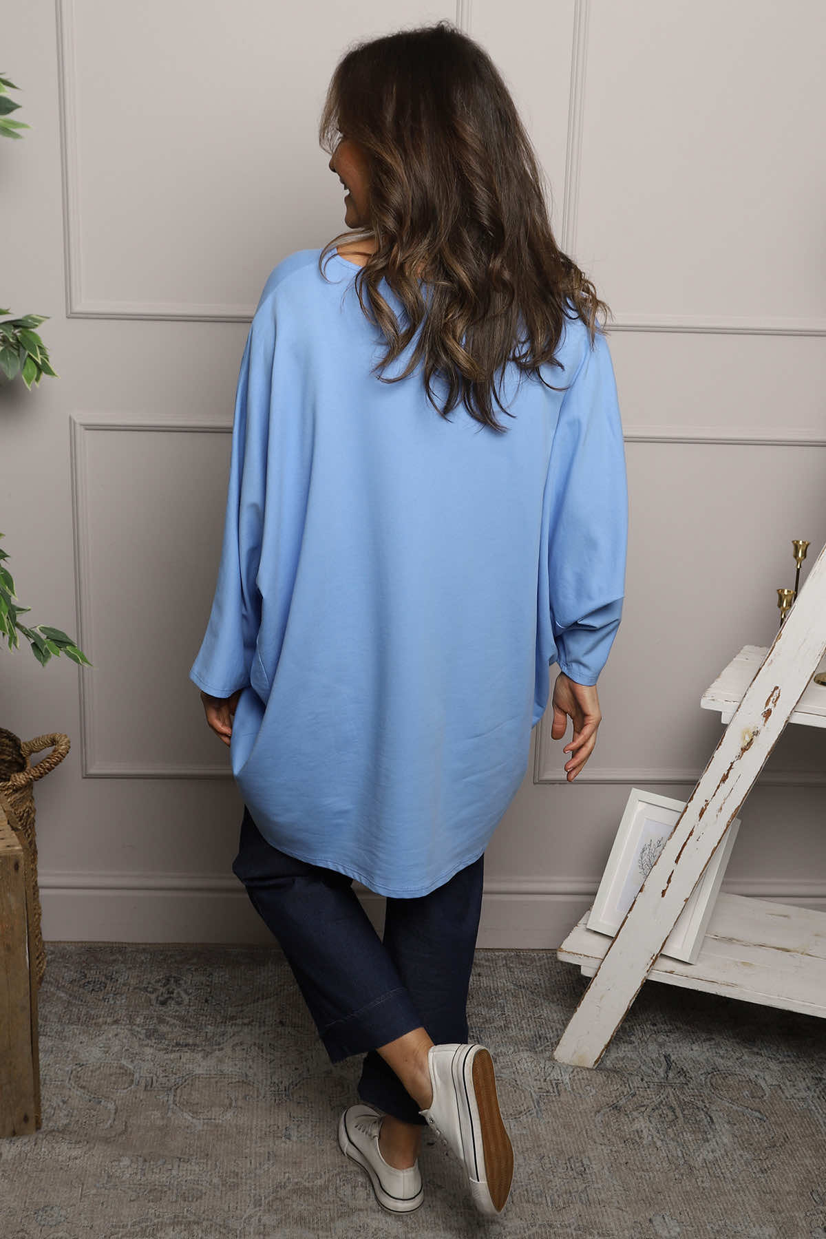 Annabelle V-Neck Cotton Top Powder Blue