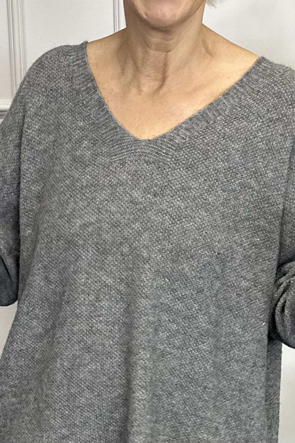 Lavinia V-neck Jumper Mid Grey