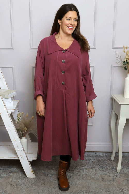 Amina Needlecord Dress Plum - Image 3