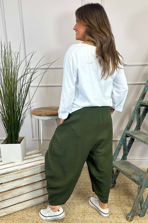 Kristin Cotton Trousers Khaki - Image 4