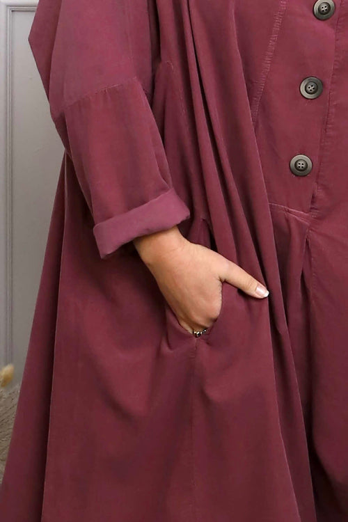 Amina Needlecord Dress Plum - Image 2
