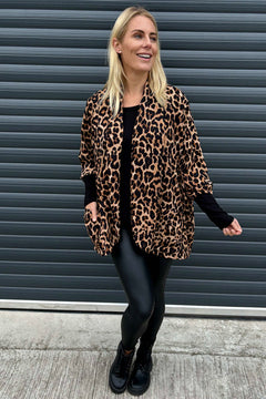 Aveline Leopard Print Jacket Camel