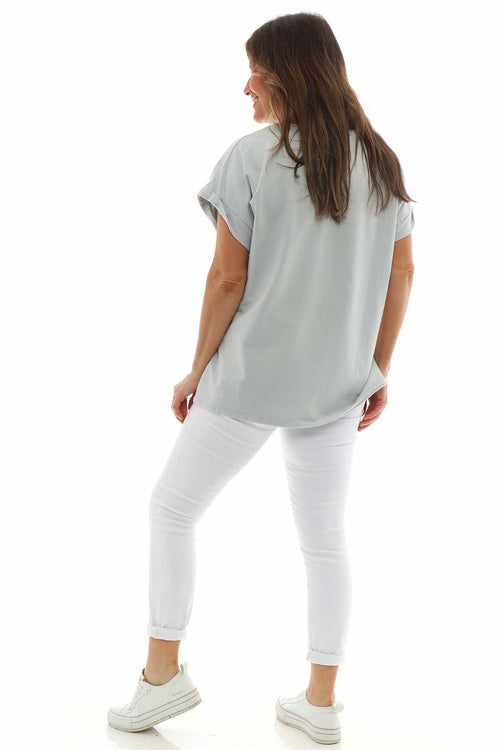 Rebecca Rolled Sleeve Top Grey - Image 6