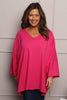 Annabelle V-Neck Cotton Top Fuchsia