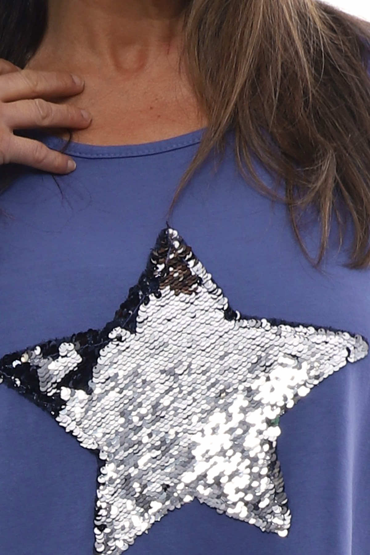 Selsey Sequin Star Cotton Top Indigo