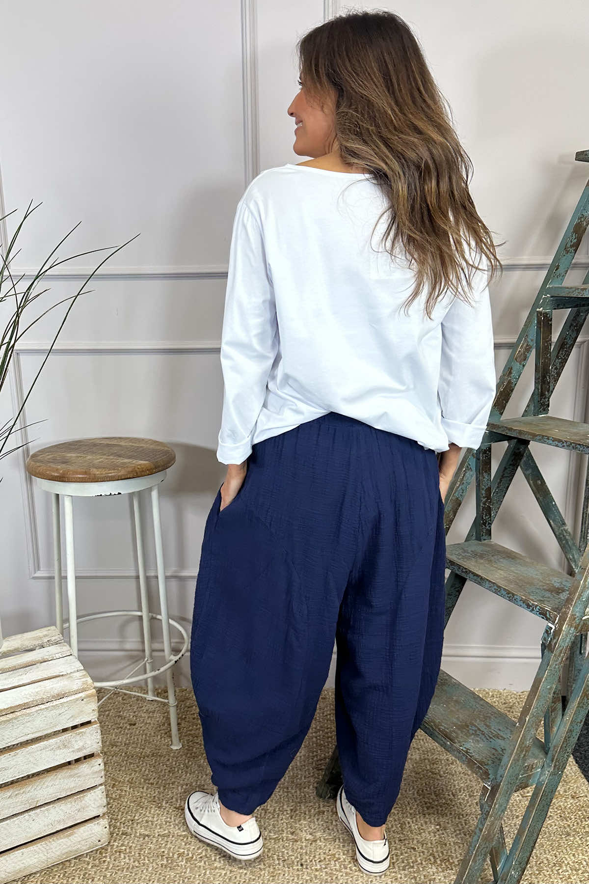 Kristin Cotton Trousers Navy