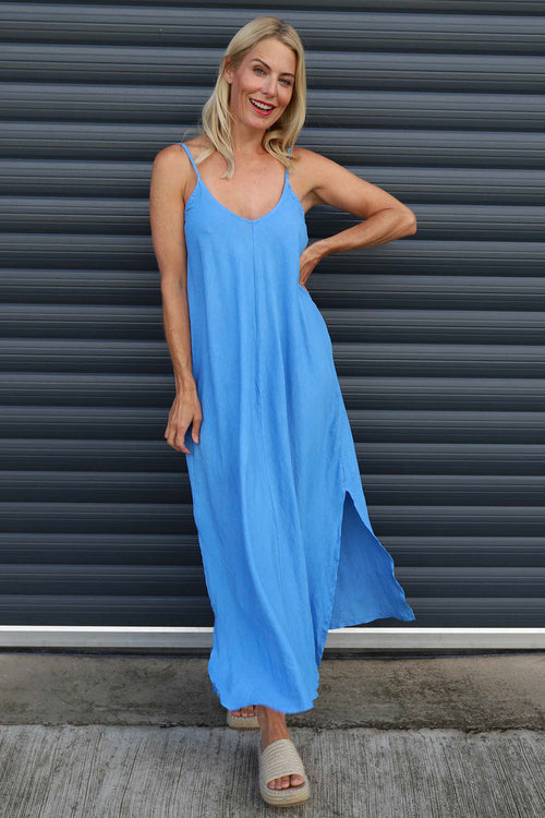 Made In Italy Cesca Strap Linen Dress | Kit and Kaboodal