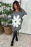 Joan Flower Knitted Jumper Dress Grey