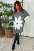 Joan Flower Knitted Jumper Dress Grey