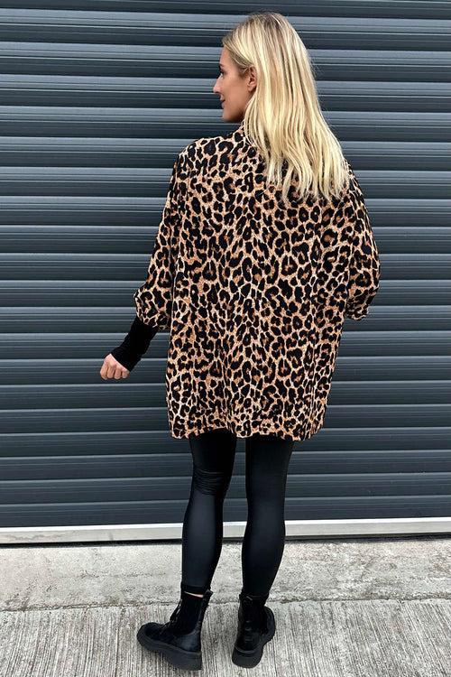 Aveline Leopard Print Jacket Camel - Image 4