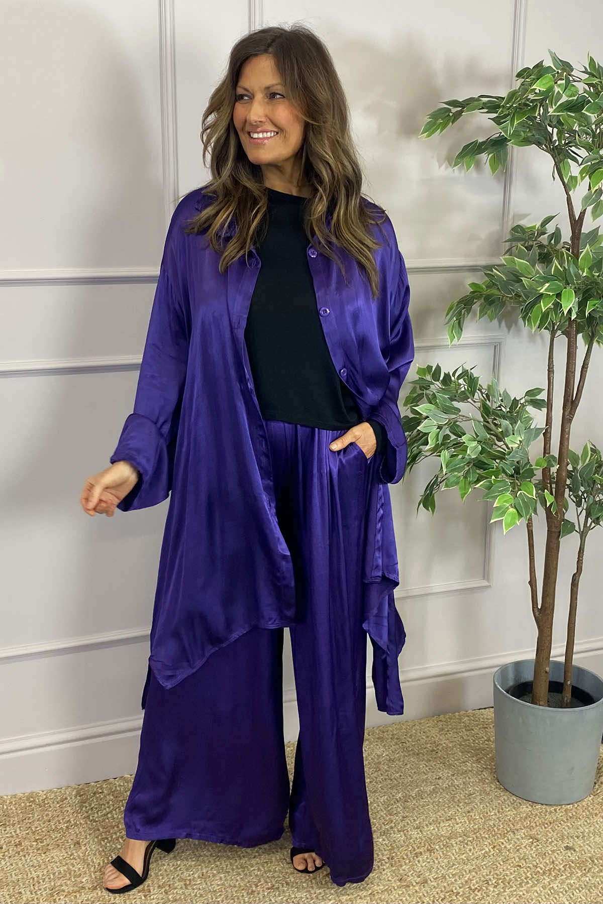 Tara Satin Shirt Purple