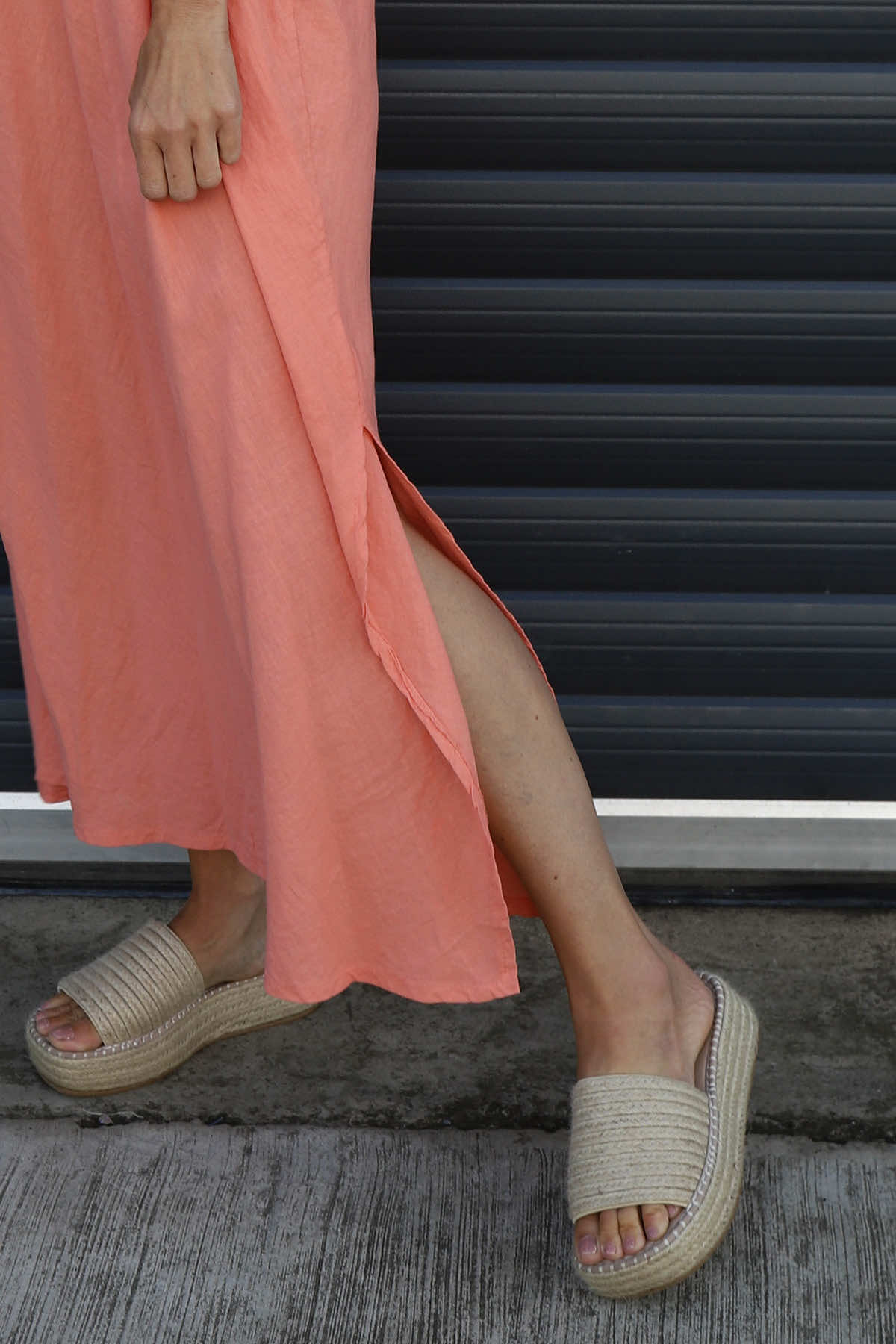 Cesca Strap Linen Dress Orange
