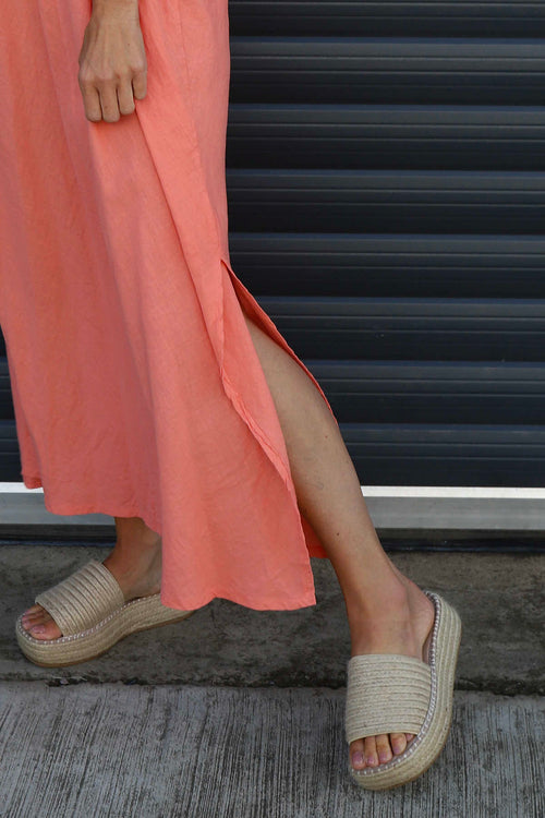 Cesca Strap Linen Dress Orange - Image 3