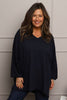 Annabelle V-Neck Cotton Top Navy