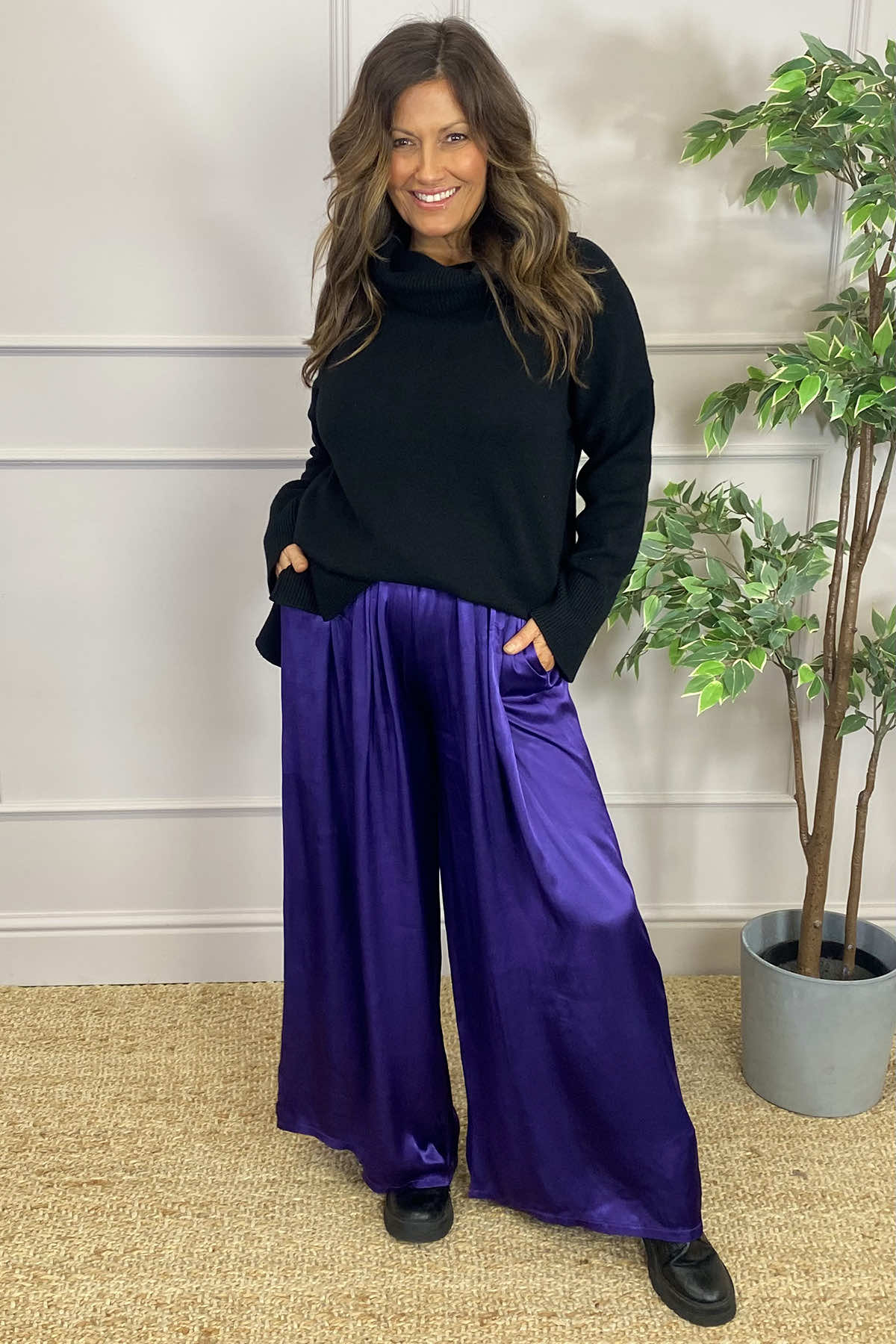 Kathleen Satin Trousers Purple