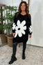 Joan Flower Knitted Jumper Dress Black